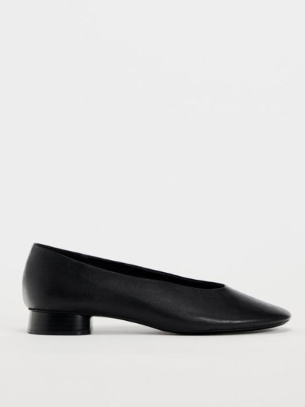 Zara MINI HEELED BLACK LEATHER FLATS